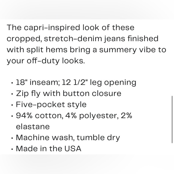 Mothers Hi-Waist Capri Jeans. Ladies 32 - Picture 5 of 16